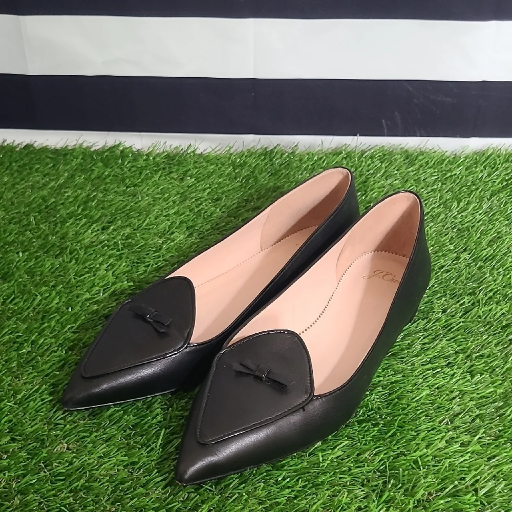 Black Leather Women's Flats